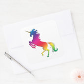 Rainbow Unicorn met Gold Horn Vierkante Sticker (Envelop)
