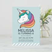 Rainbow Unicorn Mint Green Girl Birthday Kaart (Staand voorkant)