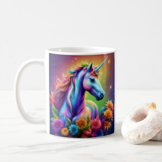 Rainbow Unicorn-Mok Koffiemok (Met donut)