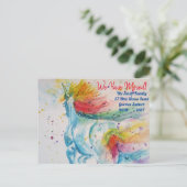 Rainbow Unicorn Nieuw Adres Briefkaart dat we verp (Staand voorkant)
