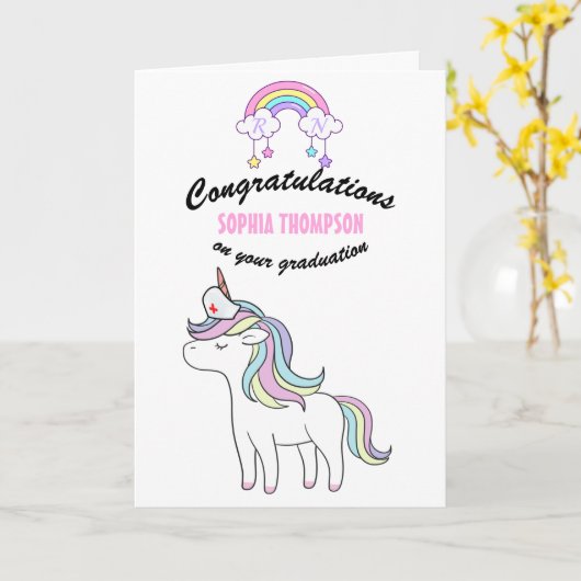 Rainbow Unicorn Nurse Afstuderen Gefeliciteerd Kaart (Gele Bloem)