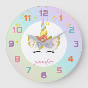 Rainbow Unicorn Nursery Decor Wall klok