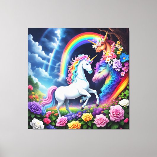 Rainbow Unicorn One Canvas Afdruk (Voorkant)