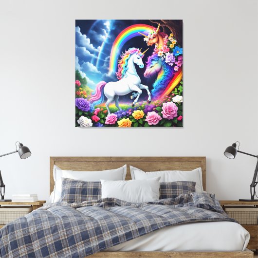 Rainbow Unicorn One Canvas Afdruk (Insitu (Slaapkamer))