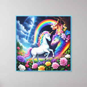 Rainbow Unicorn One Canvas Afdruk
