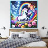 Rainbow Unicorn One Canvas Afdruk (Insitu (Slaapkamer))