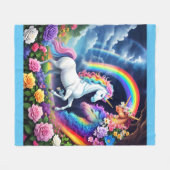 Rainbow Unicorn One Fleece Deken (Voorkant (Horizontaal))