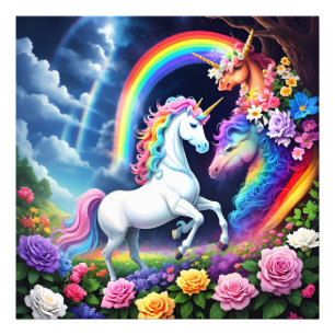 Rainbow Unicorn One Foto Afdruk