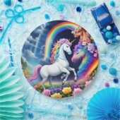 Rainbow Unicorn One Papieren Bordje (Feest)