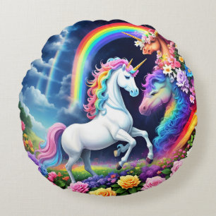 Rainbow Unicorn One Rond Kussen