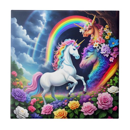 Rainbow Unicorn One Tegeltje (Voorkant)