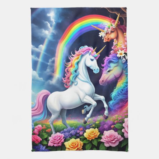 Rainbow Unicorn One Theedoek (Verticaal)