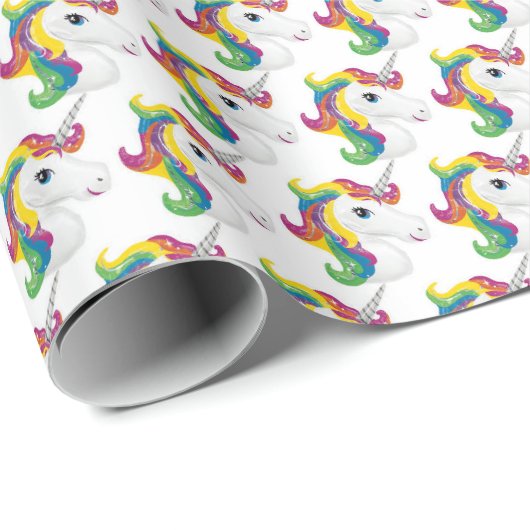 Rainbow Unicorn ontwerp inpakpapier (Rol Hoek)