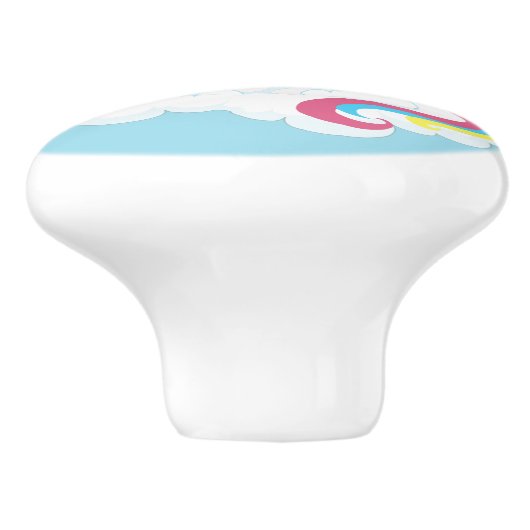 Rainbow Unicorn op een cloud Keramische Knop (Zijkant)