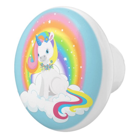 Rainbow Unicorn op een cloud Keramische Knop (Rechts)