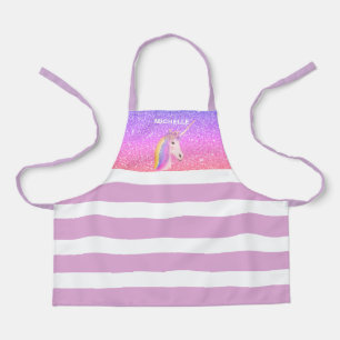 Rainbow Unicorn Paars Glitter Girls gepersonalisee Schort