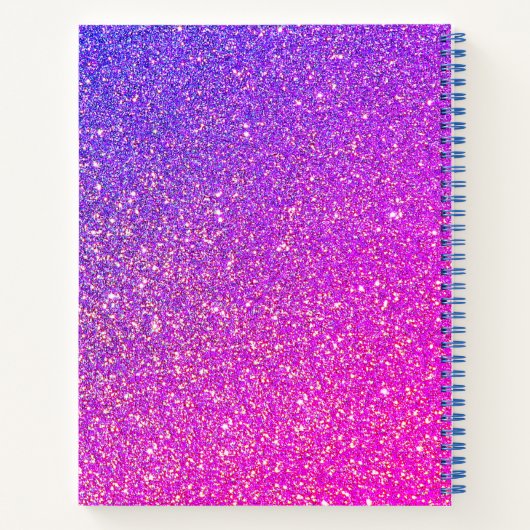 Rainbow Unicorn Paars Glitter Monogram Journal Notitieboek (Achterkant)
