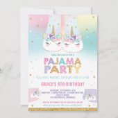 Rainbow Unicorn Pajama Birthday Party Pajama Kaart (Voorkant)