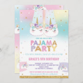 Rainbow Unicorn Pajama Birthday Party Pajama Kaart (Voorkant / Achterkant)