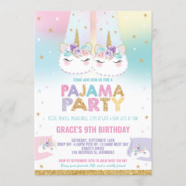 Rainbow Unicorn Pajama Birthday Party Pajama Kaart