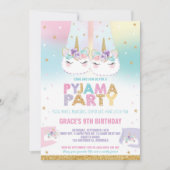 Rainbow Unicorn Pajama Birthday Party Pajama Kaart (Voorkant)