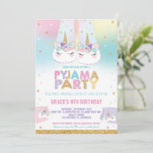 Rainbow Unicorn Pajama Birthday Party Pajama Kaart (Staand voorkant)