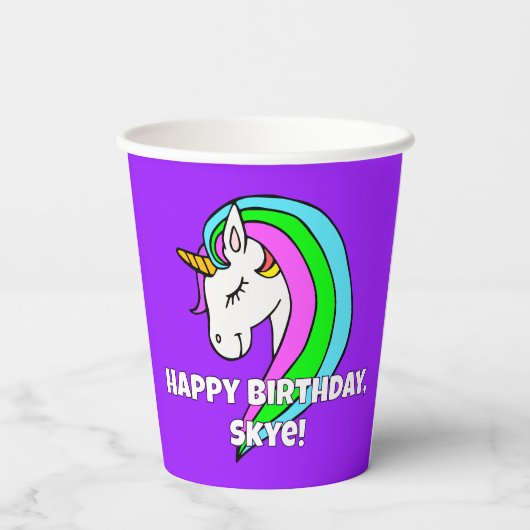 Rainbow Unicorn Papieren Bekers (Achterkant)