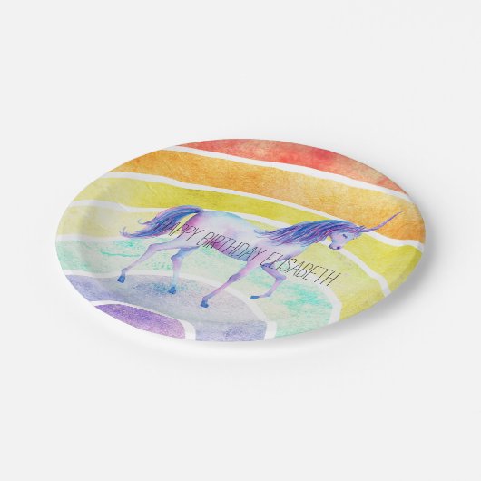 Rainbow Unicorn Papieren Bordje (Gekanteld)
