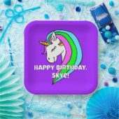 Rainbow Unicorn Papieren Bordje (Feest)