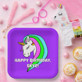 Rainbow Unicorn Papieren Bordje