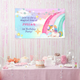 Rainbow Unicorn Party Banner Waterverf