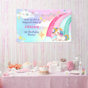Rainbow Unicorn Party Banner Waterverf