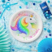 Rainbow Unicorn Party Papieren Bordje (Feest)