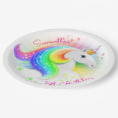 Rainbow Unicorn Party Papieren Bordje (Gekanteld)