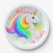 Rainbow Unicorn Party Papieren Bordje (Voorkant)