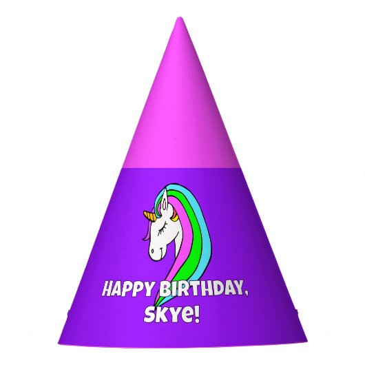 Rainbow Unicorn Party Pet Feesthoedjes (Voorkant)