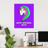 Rainbow Unicorn Party Poster (Thuiskantoor)