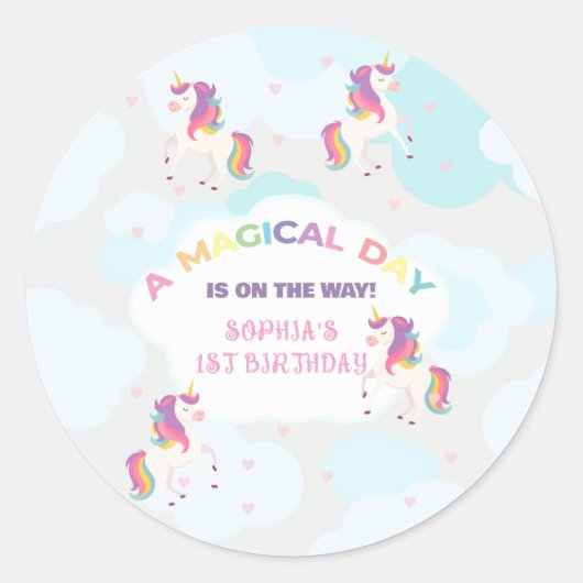 Rainbow Unicorn Party Stickers (Voorkant)