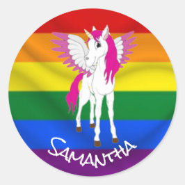 Rainbow Unicorn Party Thema Ronde Sticker