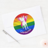 Rainbow Unicorn Party Thema Ronde Sticker (Envelop)