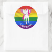 Rainbow Unicorn Party Thema Ronde Sticker (Tas)