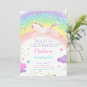Rainbow Unicorn Party uitnodiging (Staand voorkant)