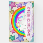 Rainbow Unicorn Pastel Roze Verjaardag Banner (Verticaal)