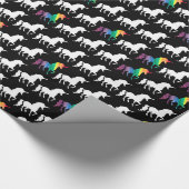 Rainbow Unicorn-patroon voor zwarte en witte Water Cadeaupapier (Hoek)