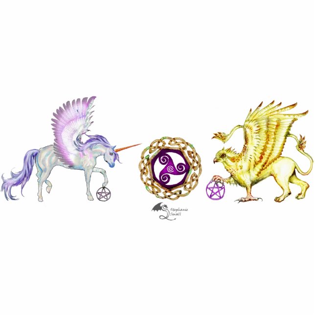 Rainbow Unicorn Pegasus Horse Pony Griffon Cute Staand Fotobeeldje (Voorkant)
