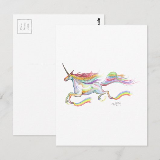 Rainbow Unicorn Pegasus Horse Pony Vliegtuig Briefkaart (Voorkant / Achterkant)