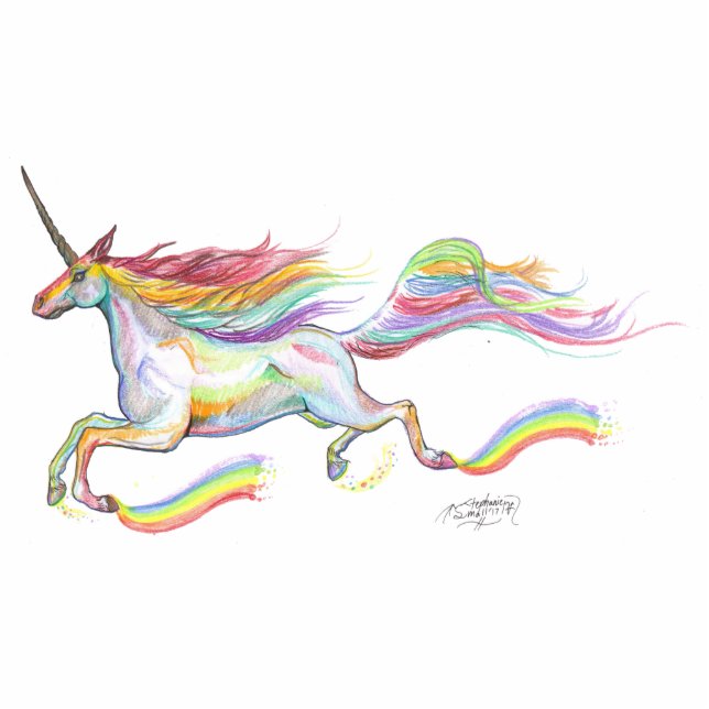 Rainbow Unicorn Pegasus Horse Pony Vliegtuig Staand Fotobeeldje (Voorkant)