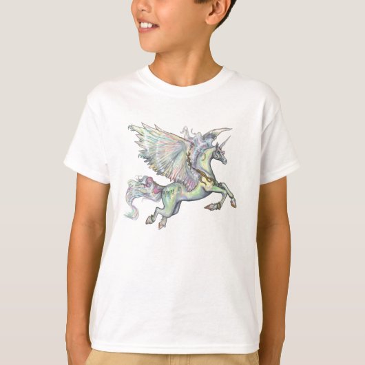 Rainbow Unicorn Pegasus Horse Pony Vliegtuig T-shirt (Voorkant)