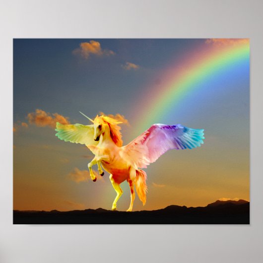 Rainbow unicorn pegasus poster (Voorkant)
