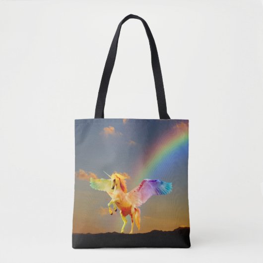 Rainbow unicorn pegasus tote bag (Voorkant)